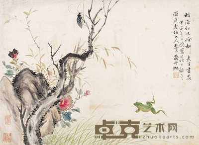 蒋升旭 1854年作 稻凉书虫图 册页 30.5×42cm